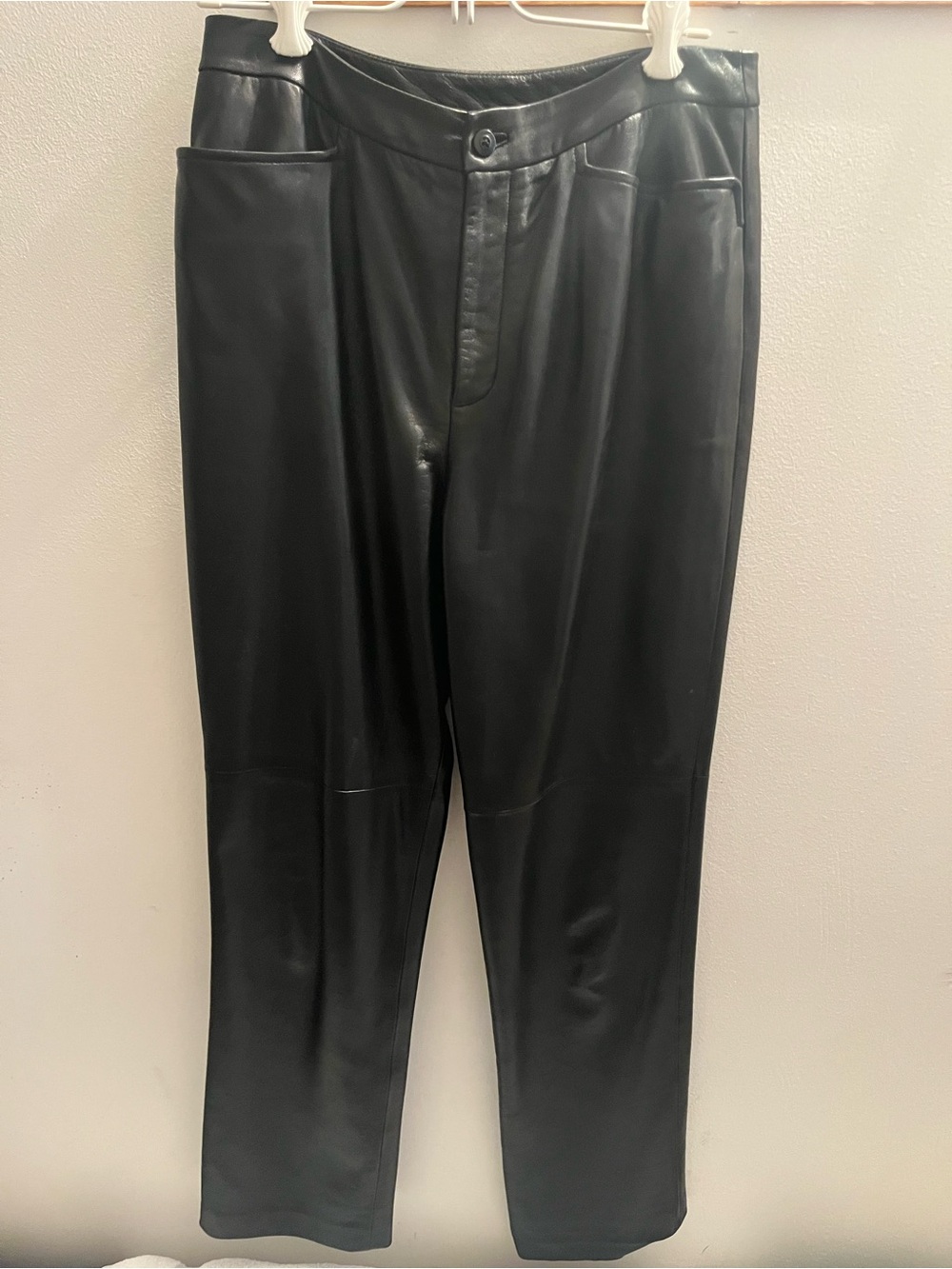 Ellen Tracy Black Leather Petite Pants